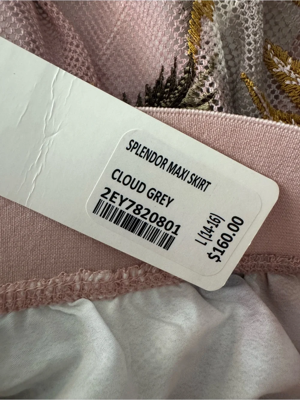 NWT Soft Surroundings Splendor Maxi Skirt Cloud Gray Floral Embroidered